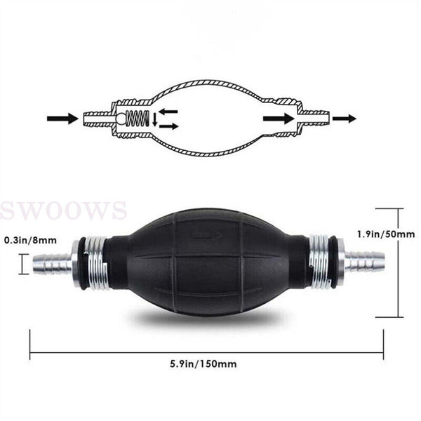 Manual Water Oil Liquid Syphon Petrol Fuel Hose Transfer Pump Hand Siphon Pipe