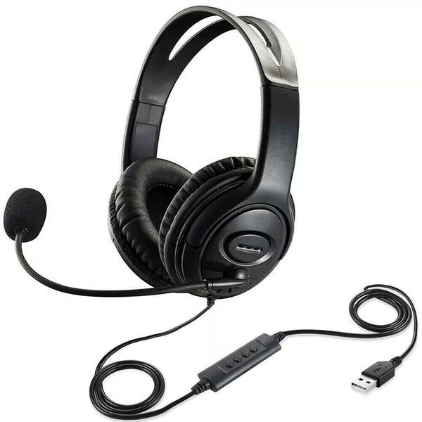 USB Wired Headphone Headset Noise Cancelling With Microphone ForComputer Laptop~