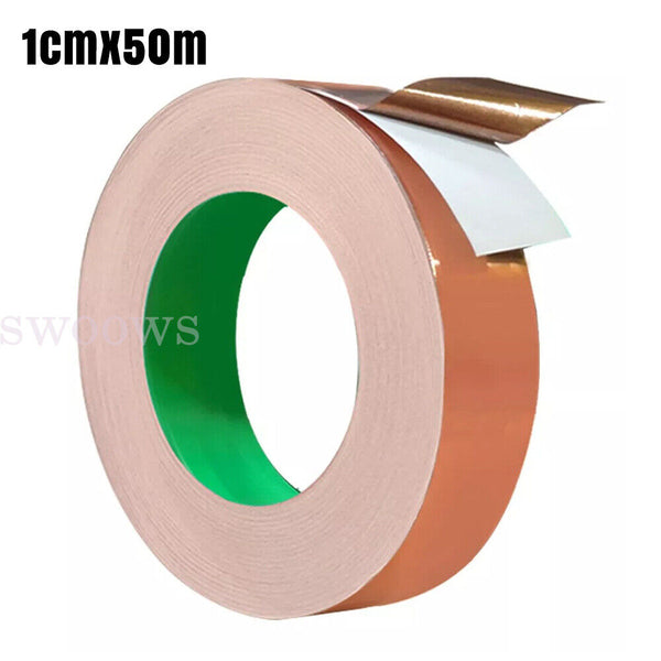 Double Sided Copper Foil Tape 50M x10mm EMI Shielding Conductive Adhesive Tapes