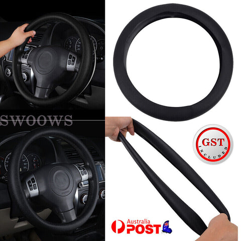 Premium Leather DIY Car Steering Wheel Cover Auto Protection Needle 13"-16" 2PCS