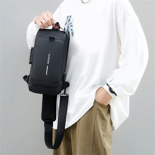 Men's Sling Crossbody Bag Anti-theft Chest Shoulder Messenger Backpack USB Port