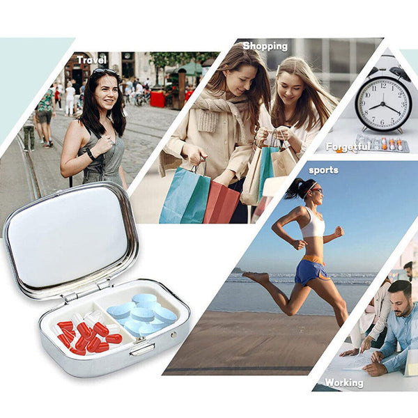 1-4 X Pill Containers Tablet Holder Medicine Metal Case Container Pocket Box