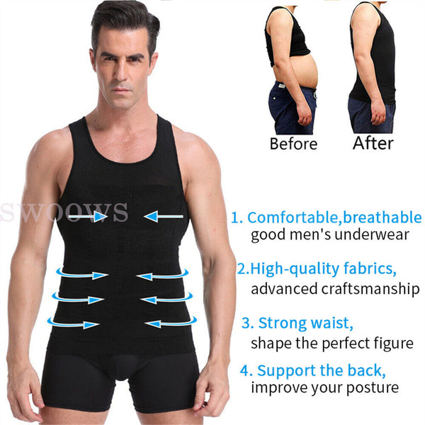 Men Sweat Body Shapers Vest Waist Trainer Slimming Corset Shapewear