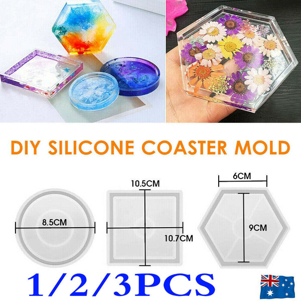 Coaster Resin Casting Mold Silicone Jewelry Agate Making DIY Mould Tool Craft AU