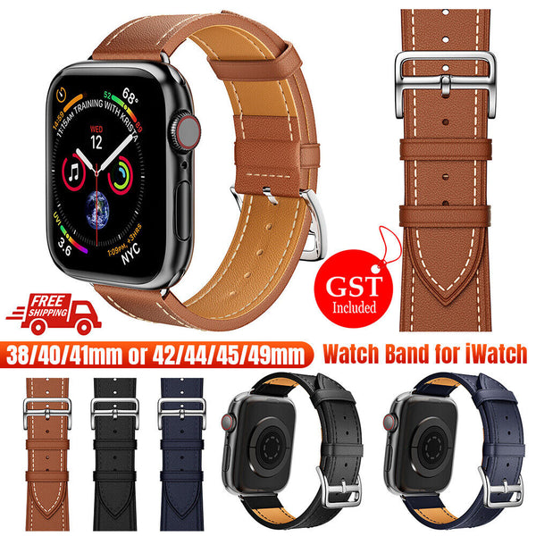 NEW Hermès Leather Strap for Apple iWatch Band Series 9 8 7 6 5 4 3 SE 45 44 41