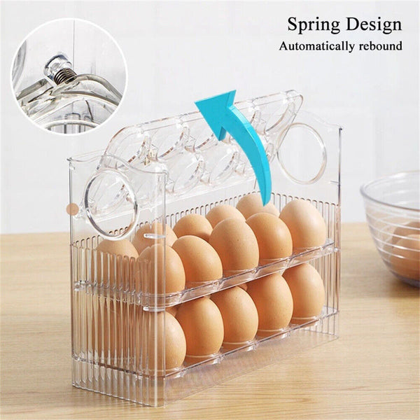 3Tier Storage Rack Egg Holder Space Saver Tray Flip Stand Dispenser Refrigerator