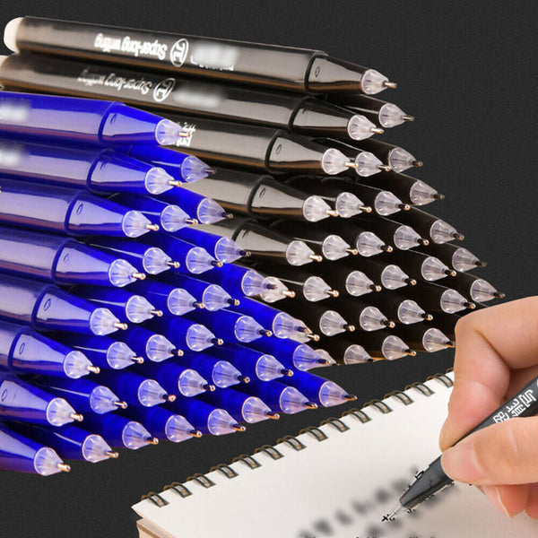 12Pcs 0.5mm Erasable Pen Black / Blue Gel Ink Roller Ball Pens Set School Kids