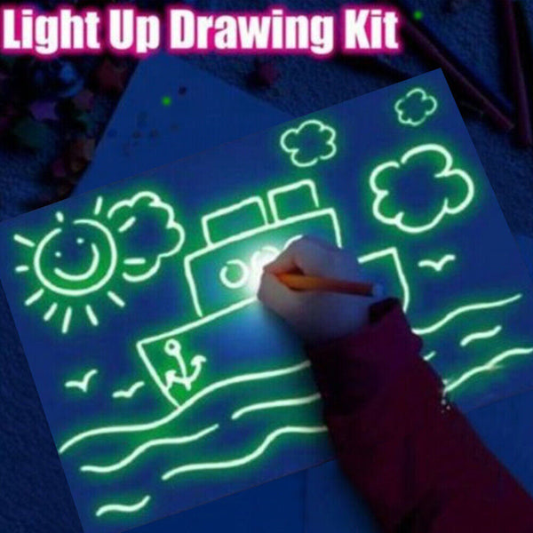 A3 A4 A5 Drawing Board Light Up Draw Sketchpad Board Kids Developing Toys + Pen