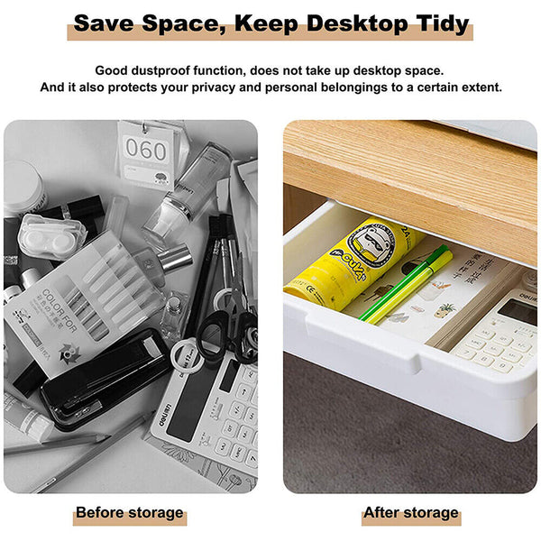 Under Desk Table Drawer Tray Pencil Organizer Hidden Self Storage Adhesive S-L