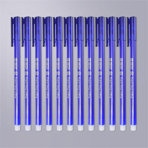 12Pcs 0.5mm Erasable Pen Black / Blue Gel Ink Roller Ball Pens Set School Kids