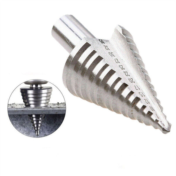 13Step Set HSS Steel Cutter Conical Spiral Groove Titanium Bit Cone Drill 5-35mm