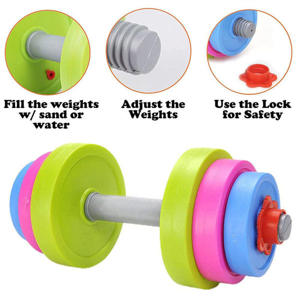 AU Kids Adjustable Barbell Toy Set Durable Exercise Dumbells Toys-LongShort