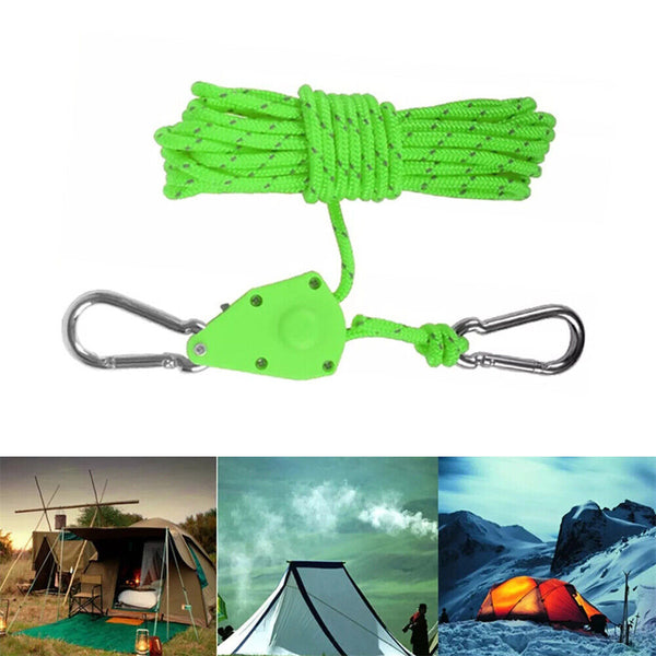 4Metre Camping Ratchet Pulley Tent Guide Rope Adjustable Guy Line Tensioner Tie