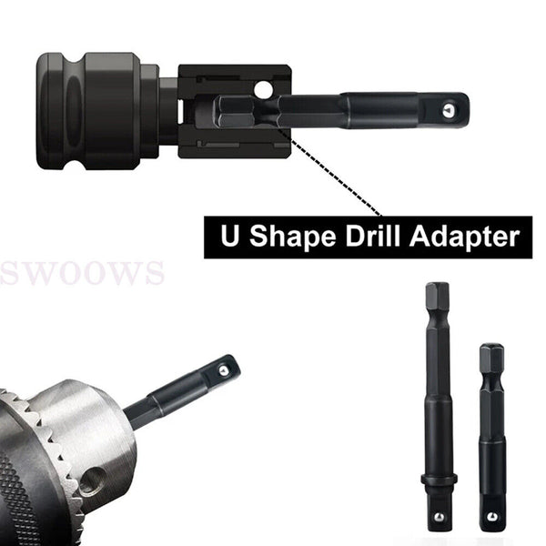 1-2 Set Drill Socket Adapter Impact Nut Driver Bit Extension Hex 1/4" 3/8" 1/2"T