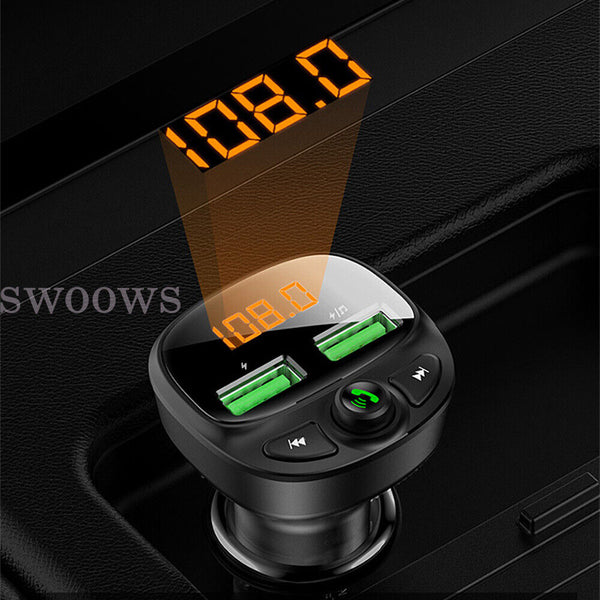 CAR PHONE CHARGER BLUETOOTH TRANSMITTER FM RADIO IPHONE ANDROID WIRELESS ADAPTER