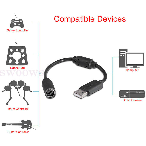 Usb Breakaway Cable 25CM For XBOX One Thrustmaster Racing Wheel Black