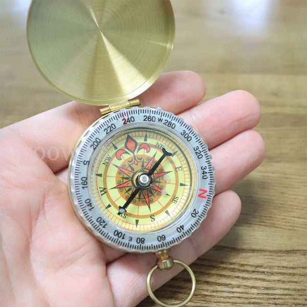 Portable Classic Brass Survival Pocket Camping Compass Outdoor Hiking Watch Map