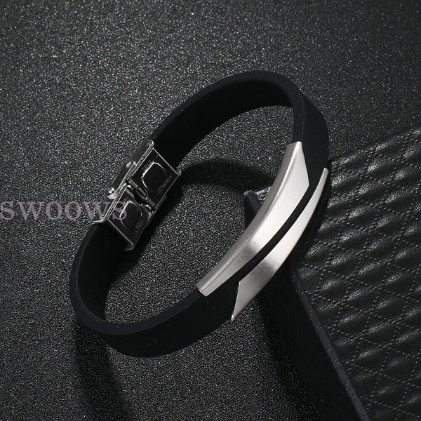 21cm Mens Leather Bracelet Bangle Bracelet Braided Wristband Buckle alloy