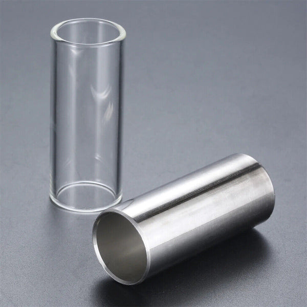 UP 4Pcs Guitar Slide Glass and Stainless Steel Finger Tubes for Guitar Bass 60mm