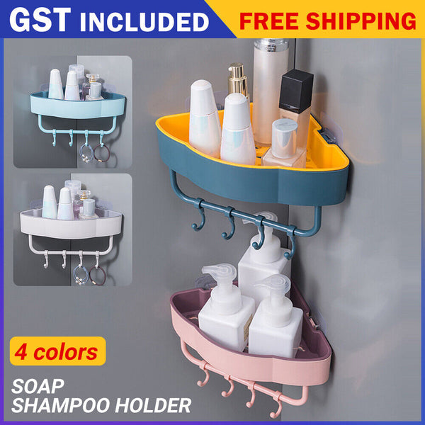 Caddy Rack Kitchen Corner Basket Wall Storage Shower Suction Shelf Bathroom NEW