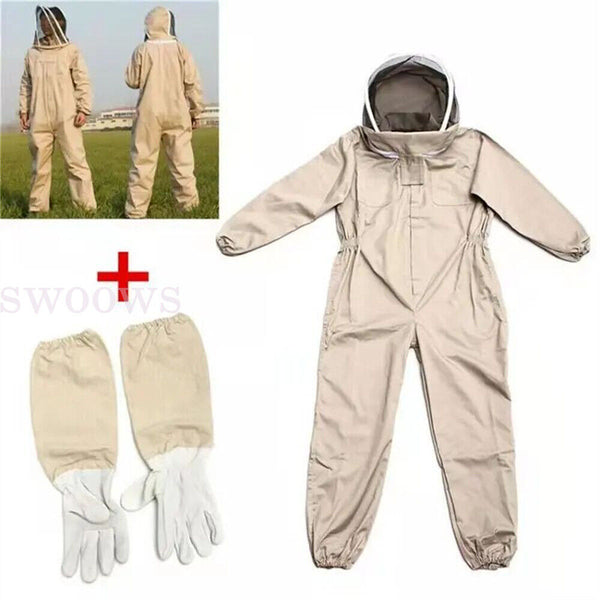 Full Beekeeping Suit Heavy Duty Leather Ventilated Keeping Gloves Bee Anti-Sting