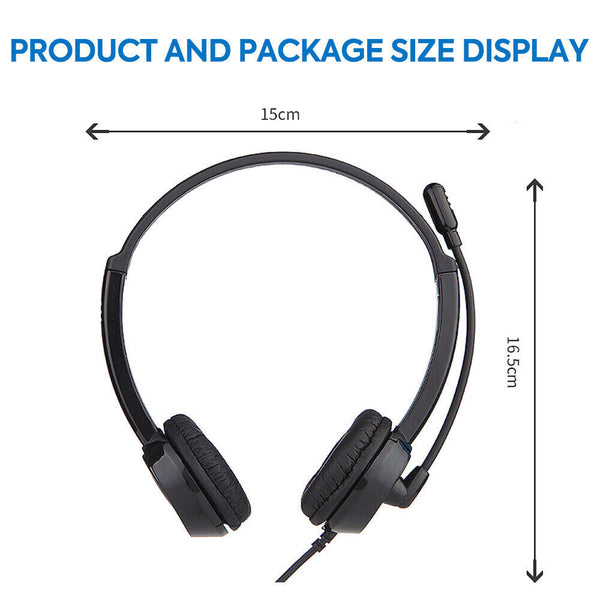 USB Wired Headphone Headset Noise Cancelling With Microphone For Computer Laptop