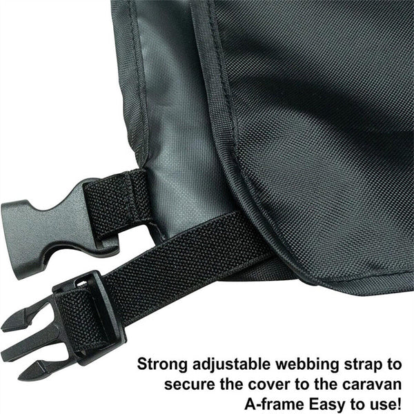 600D Heavyduty Caravan Drawbar Tow Hitch Cover Camper Trailer Black With Buckle