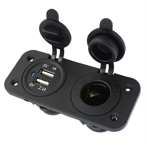 For Car Boat Bus Dual USB Port Cigarette Lighter Socket Charger Power Outlet 12V