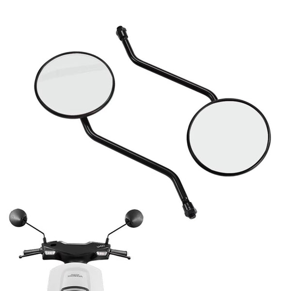 Pair round black motorcycle mirrors M10 10mm Thread Rear Side View Mirror