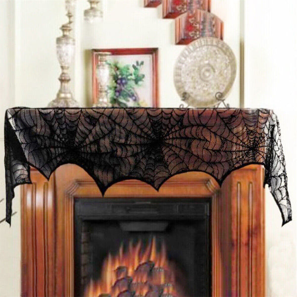 Halloween Table Cloth Fireplace Party Window Spider Web Cobweb Decoration