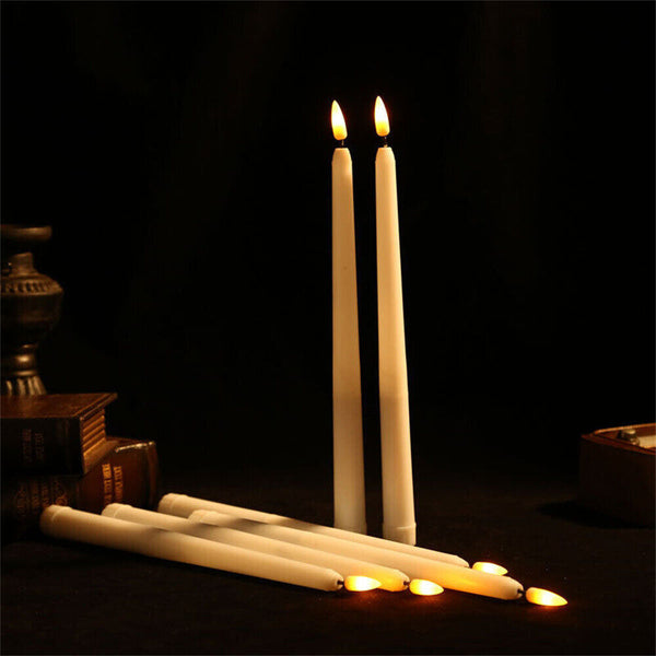 12x LED Flameless Taper Flickering Battery Operated Candle Light Wedding Party