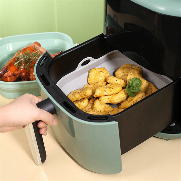 1/2X Air Fryer Silicone Pot Basket Liner Non-Stick Reusable Folding Baking Tray