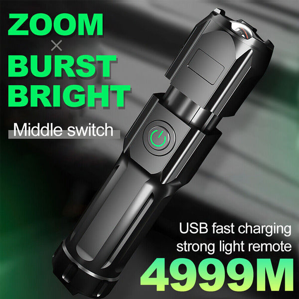 NEW USB Rechargeable LED Tactical Flashlight Super Bright Torch Zoomable