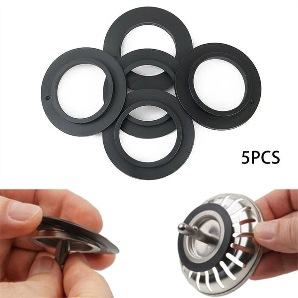 5pcs Sink Strainer Washer Seal Ring Durable For Kitchen Repair Waste Plug Gasket