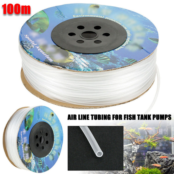 100m Aquarium Soft PVC Airline Hose Air Line Tubing 4mm for Fish Tank Pumps NEW