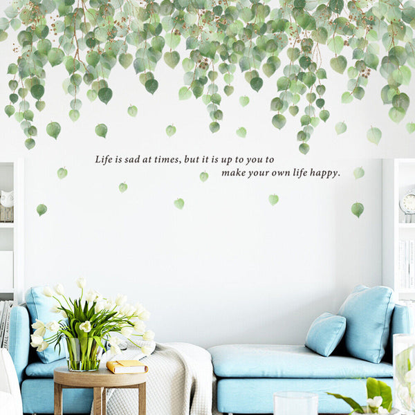 Tropical Green Foliage Leaves Plant Wall Stickers Vinyl Nursery Decor Art Mural