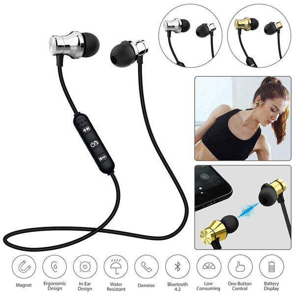 NEW Sweatproof Wireless Bluetooth Earphones Headphones Sport Gym For iPhone iPad