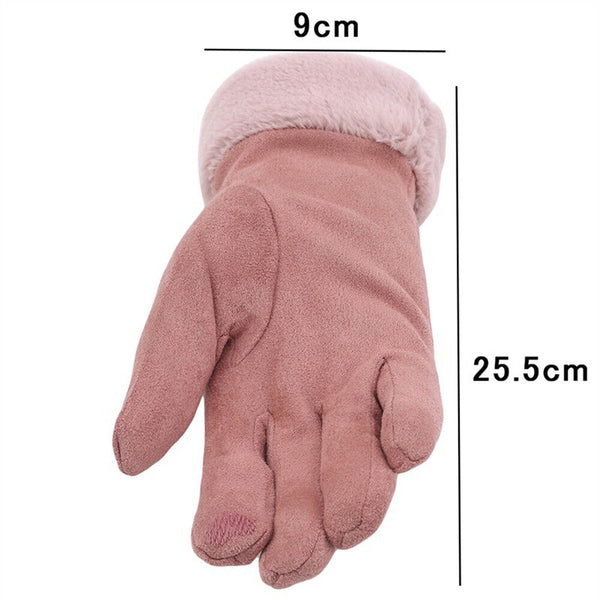 Outdoor Women Winter Gloves Thermal Sheepskin Touch Screen Warm Windproof Soft