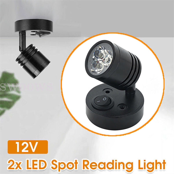 1/2pc 12V LED Interior Spot Reading Light Wall Lamp Switch For Caravan Camper AU