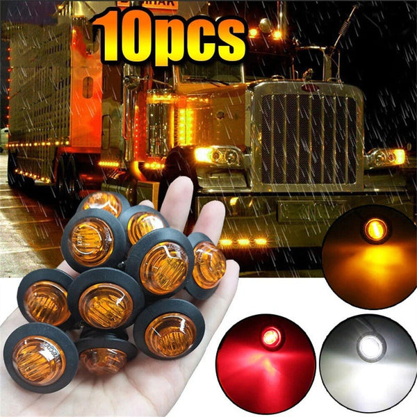 10x Round LED Side Clearance Marker Lights 12V 24V Truck Trailer Lorry Indicator