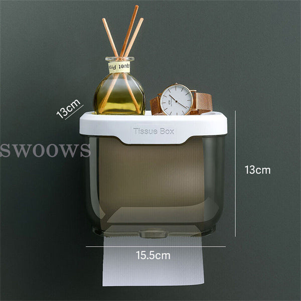 Toilet Paper Holder Waterproof Wall Mount Roll Paper Dispenser Tissue Box Shelf