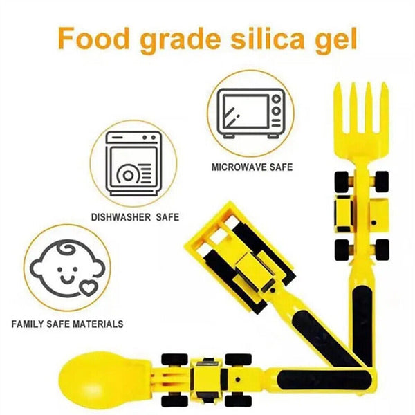 Constructive Eating - Construction Themed Set - Plate, Heavy Equipment Utensils