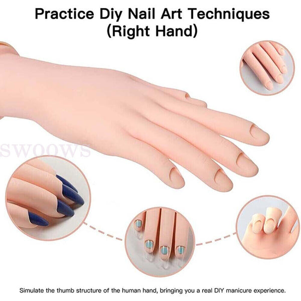 2x Practice Model Hand Nail Art Trainer Hand Fake Hand For Acrylic Gel False NEW