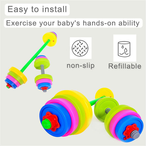 AU Kids Adjustable Barbell Toy Set Durable Exercise Dumbells Toys-LongShort