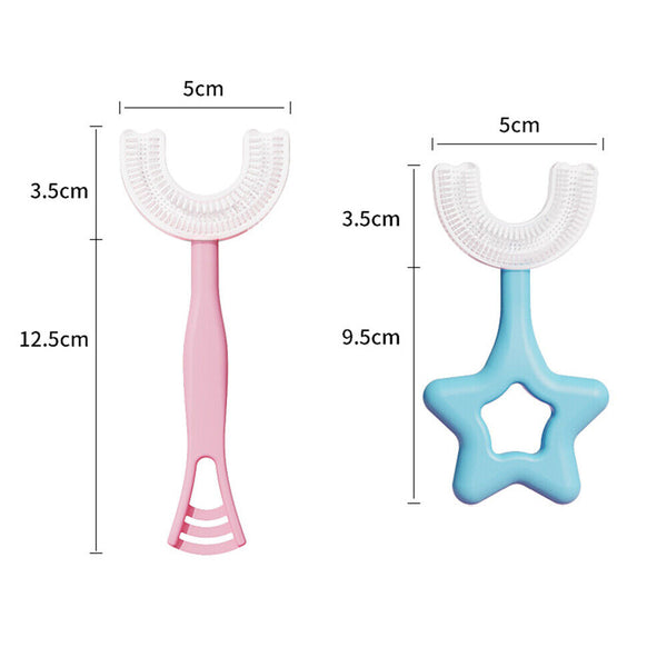 Kids U Shaped Toothbrush Soft Silicone Brush Head 360° Oral Teeth Cleaning Brush