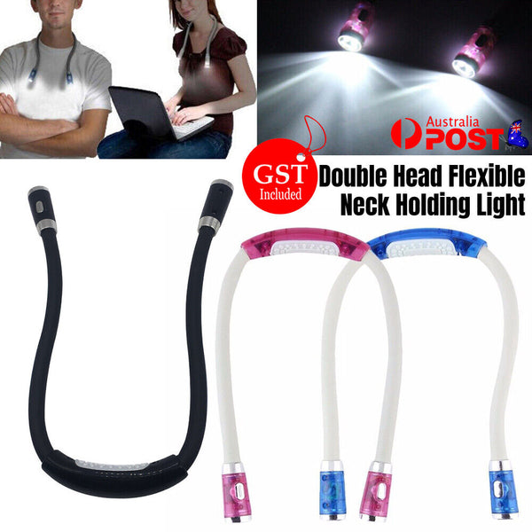 Double Head Flexible Neck Holding Light For Knitting Crocheting LED Reading Lamp