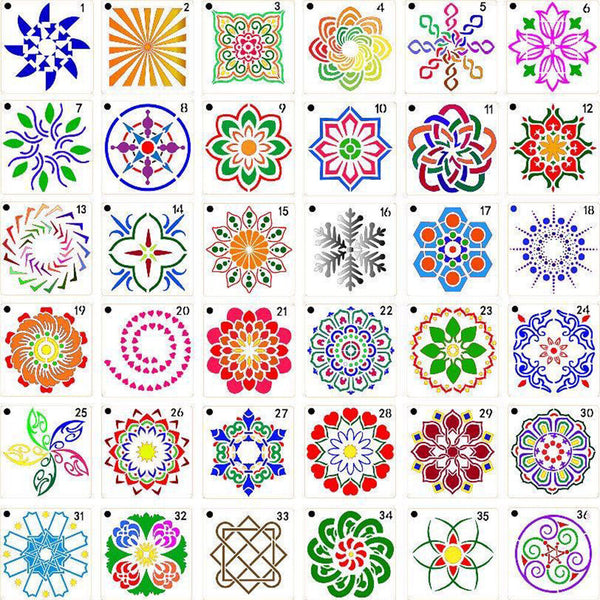 16/56x Mandala Painting Stencils Drawing Dot Templates For Floor Wall Decors