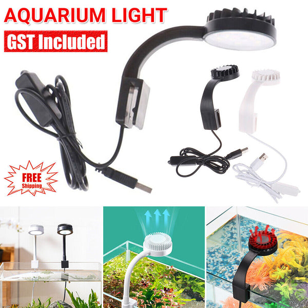 USB Aquarium Light Small Led Fish Tank Light Clip On Aquatic Plant Lighting AU