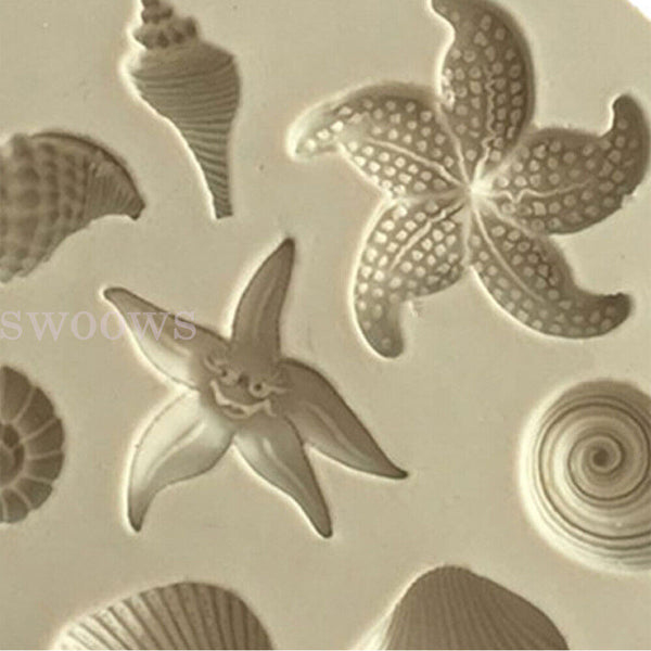 3D Sea Shell Silicone Fondant Mould Cake Sugar Craft Starfish Icing Baking Mold