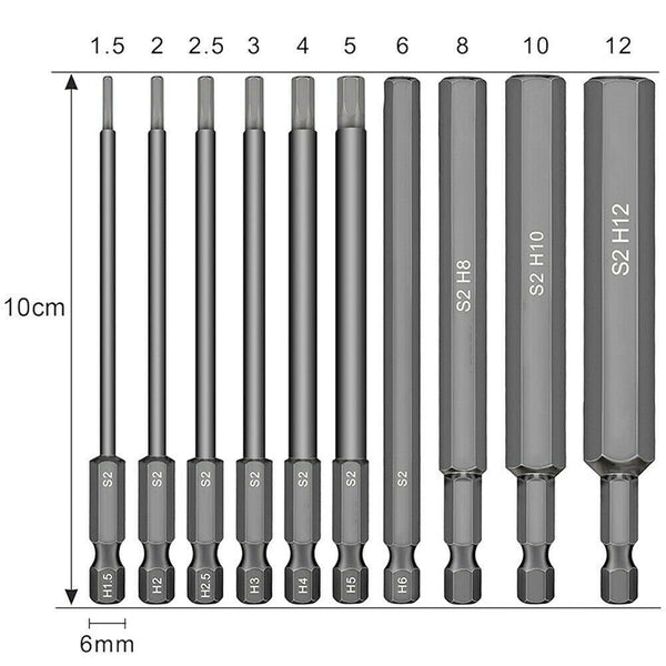 10pcs Hex Key Bit Set Quick Change Connect Impact Driver Power Drill Tools AU